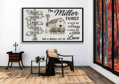 Personalized Farmhouse Family Sign Custom Rustic Barn Wall Art with Names A Little Bit of Crazy Family Sign Custom Country Home Wall Decor