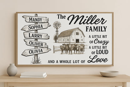 Personalized Farmhouse Family Sign Custom Rustic Barn Wall Art with Names A Little Bit of Crazy Family Sign Custom Country Home Wall Decor