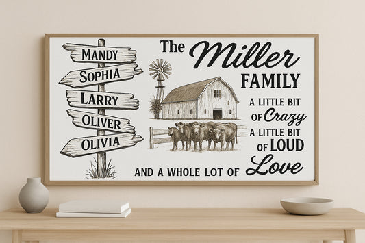 Personalized Farmhouse Family Sign Custom Rustic Barn Wall Art with Names A Little Bit of Crazy Family Sign Custom Country Home Wall Decor