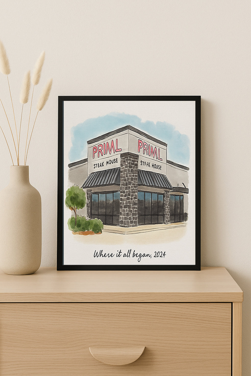 First Date Location Portrait  Print Where It All Began Personalized Couple Gift