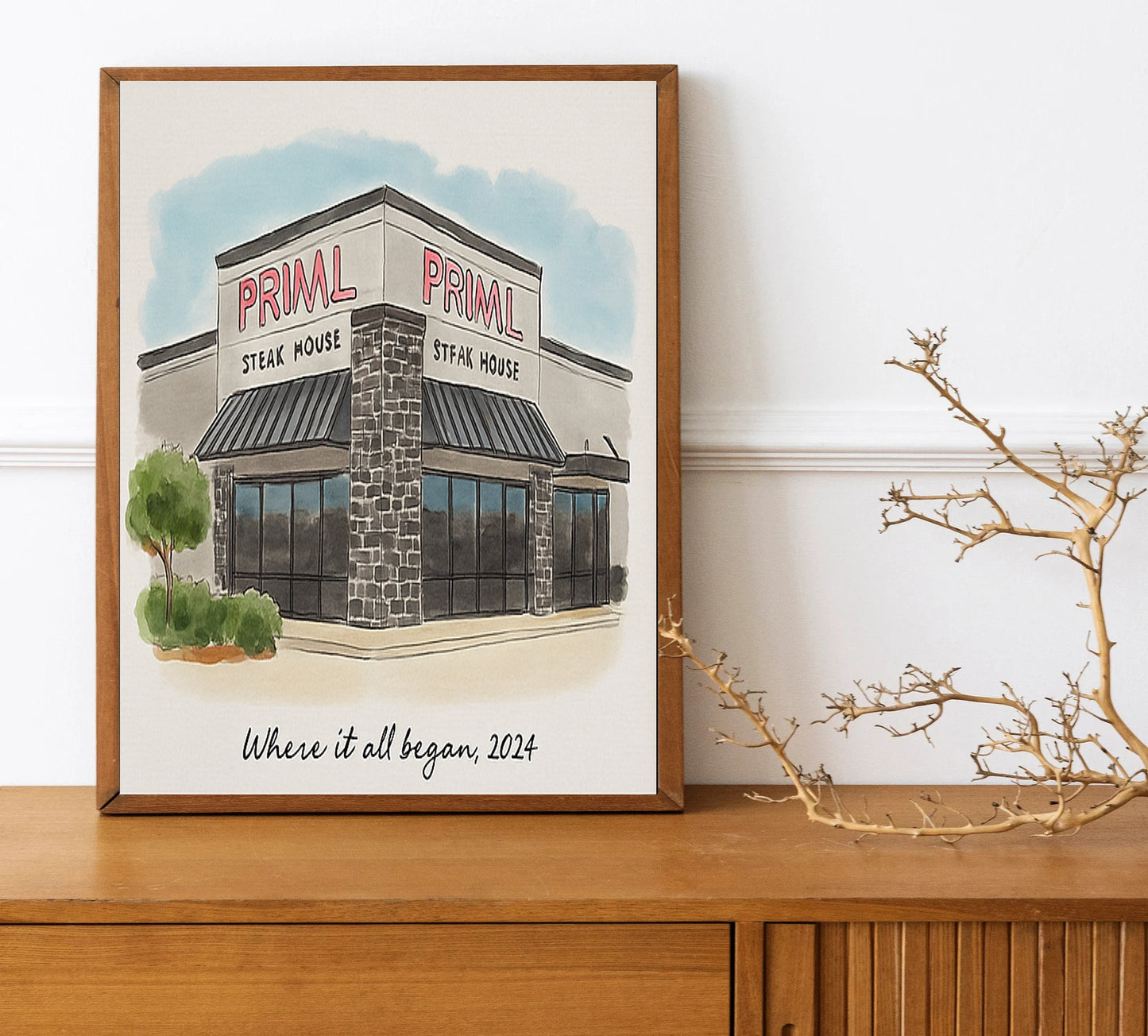 First Date Location Portrait  Print Where It All Began Personalized Couple Gift