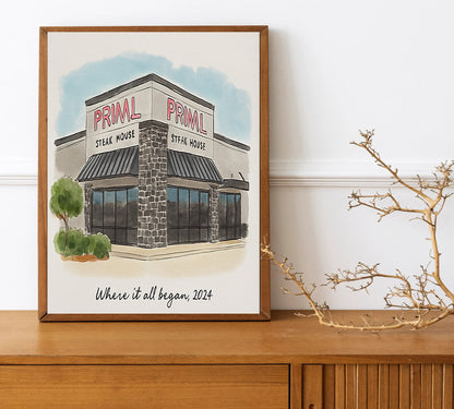 First Date Location Portrait  Print Where It All Began Personalized Couple Gift