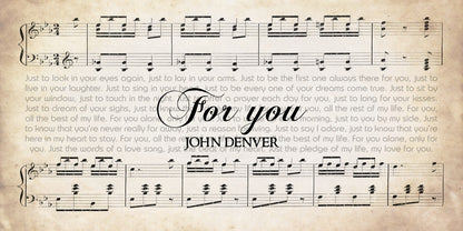For you by John Denver Song Lyrics on Canvas