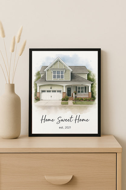 Custom Home Portrait  Personalized House Sketch Home Sweet Home Art
