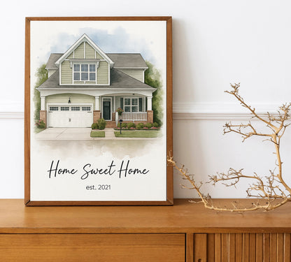 Custom Home Portrait  Personalized House Sketch Home Sweet Home Art