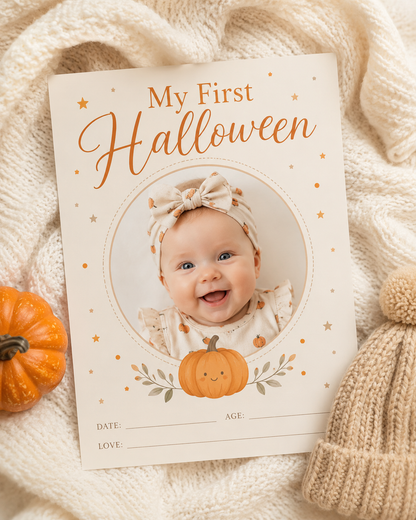 Baby's First Halloween Milestone Canvas Personalized Newborn Halloween Photo Keepsake Wall Art