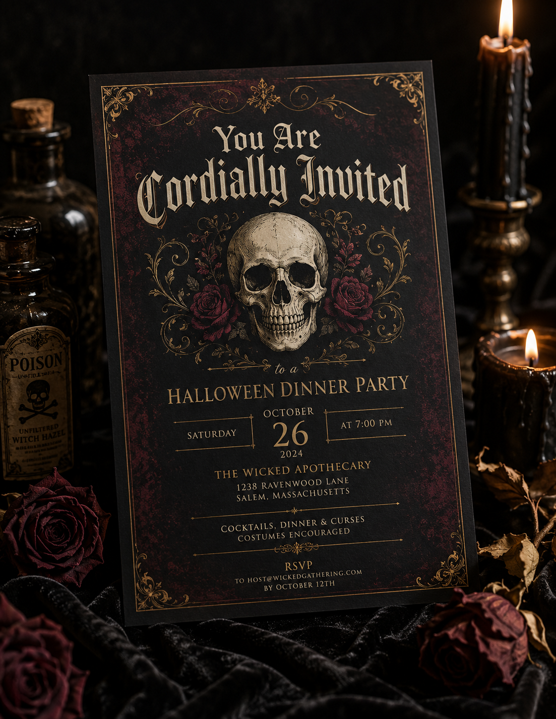 Adult Halloween Dinner Party Bundle Editable Digital