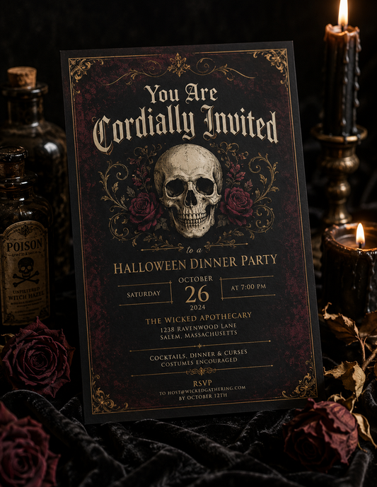 Adult Halloween Dinner Party Bundle Editable Digital