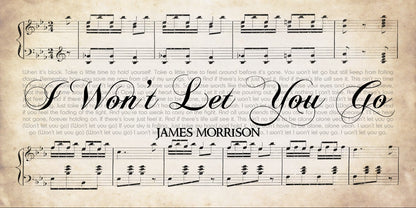I Won’t Let You Go by James Morrison Song Lyrics on Canvas