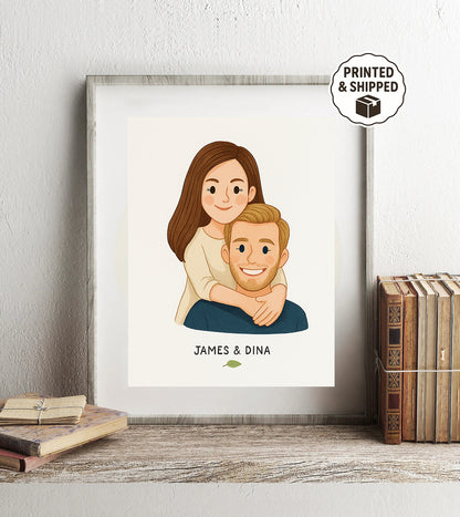 Custom Couple Portrait Illustration Personalized Cartoon Drawing Anniversary Gift