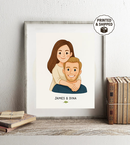 Custom Couple Portrait Illustration Personalized Cartoon Drawing Anniversary Gift