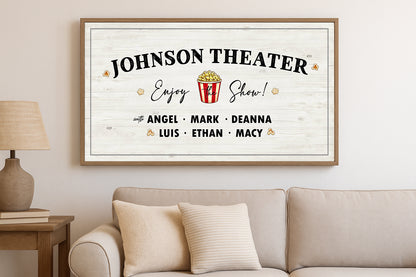 Personalized Home Theater Sign Family Name Cinema Decor  Movie Room Wall Art Home Cinema Wall Art