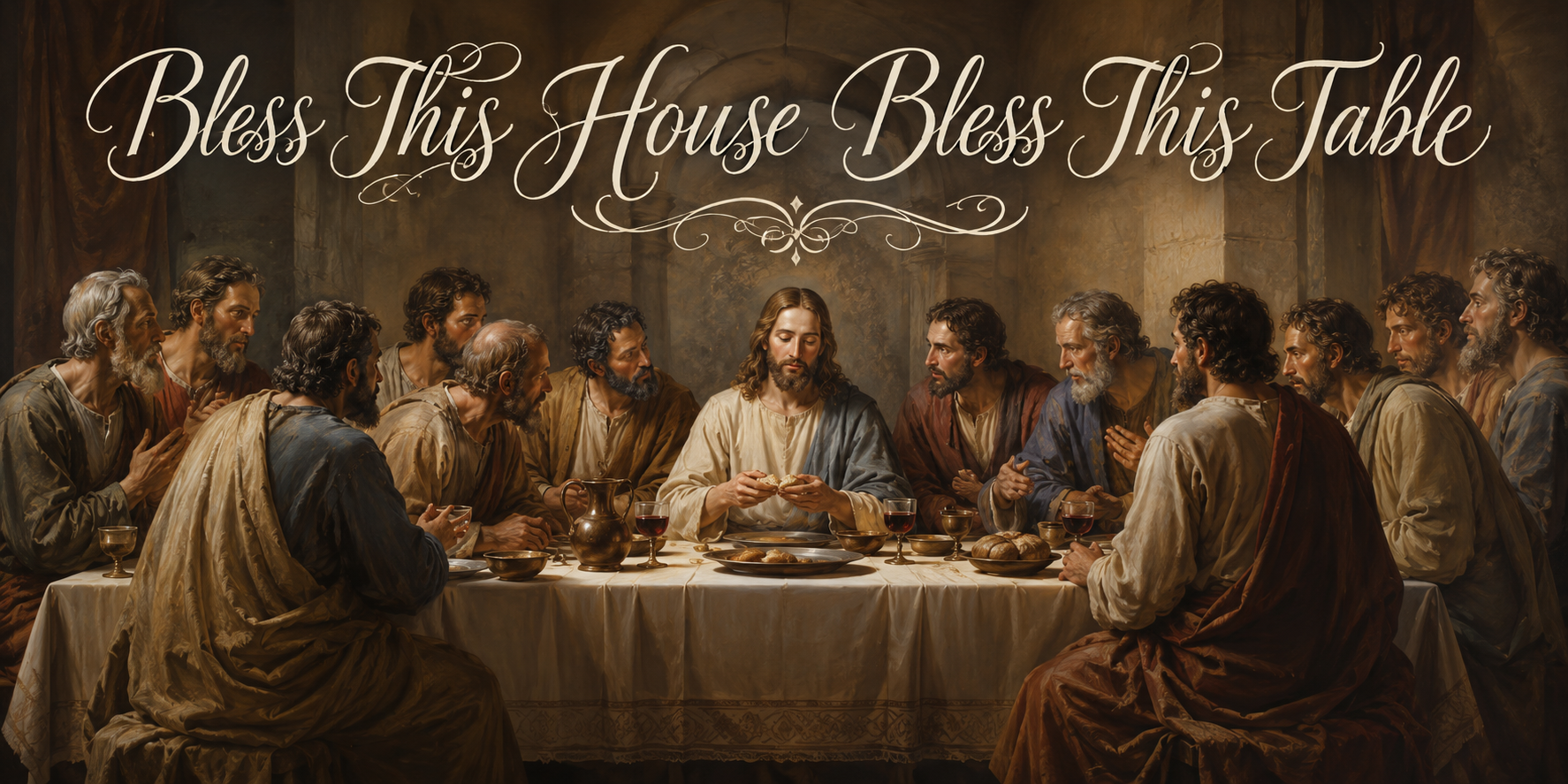 Last Supper Bless This House 12 Apostles Christian Canvas