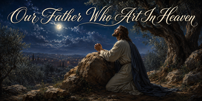 Lord's Prayer Our Father Canvas, Modern Neutral Christian Wall Art, Above-Bed Matthew 6 Print, Prayer Room Decor