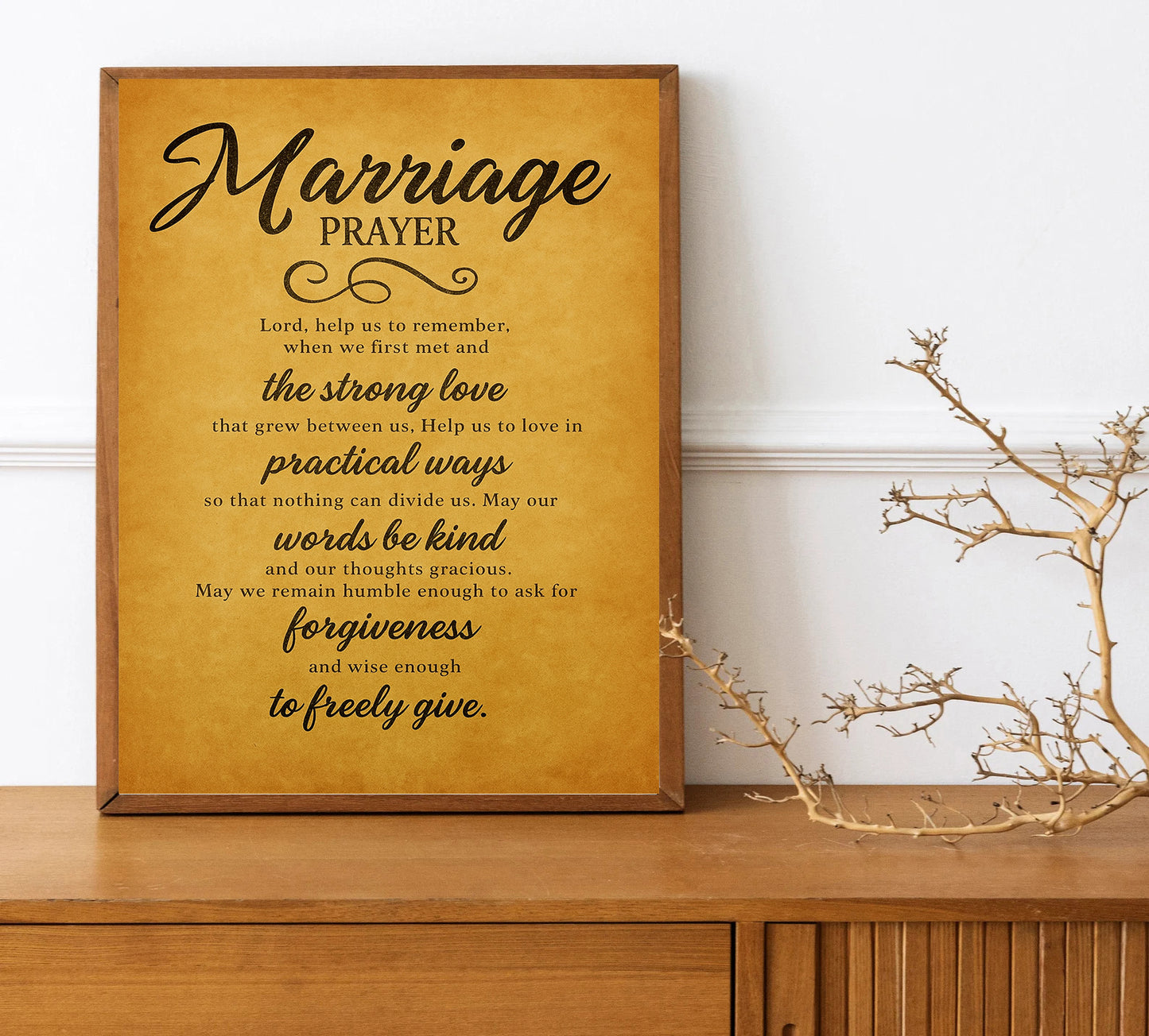 Marriage Prayer Wall Art Christian Home Decor Wedding Gift for Couple Inspirational Christian Wall Art Anniversary Gift