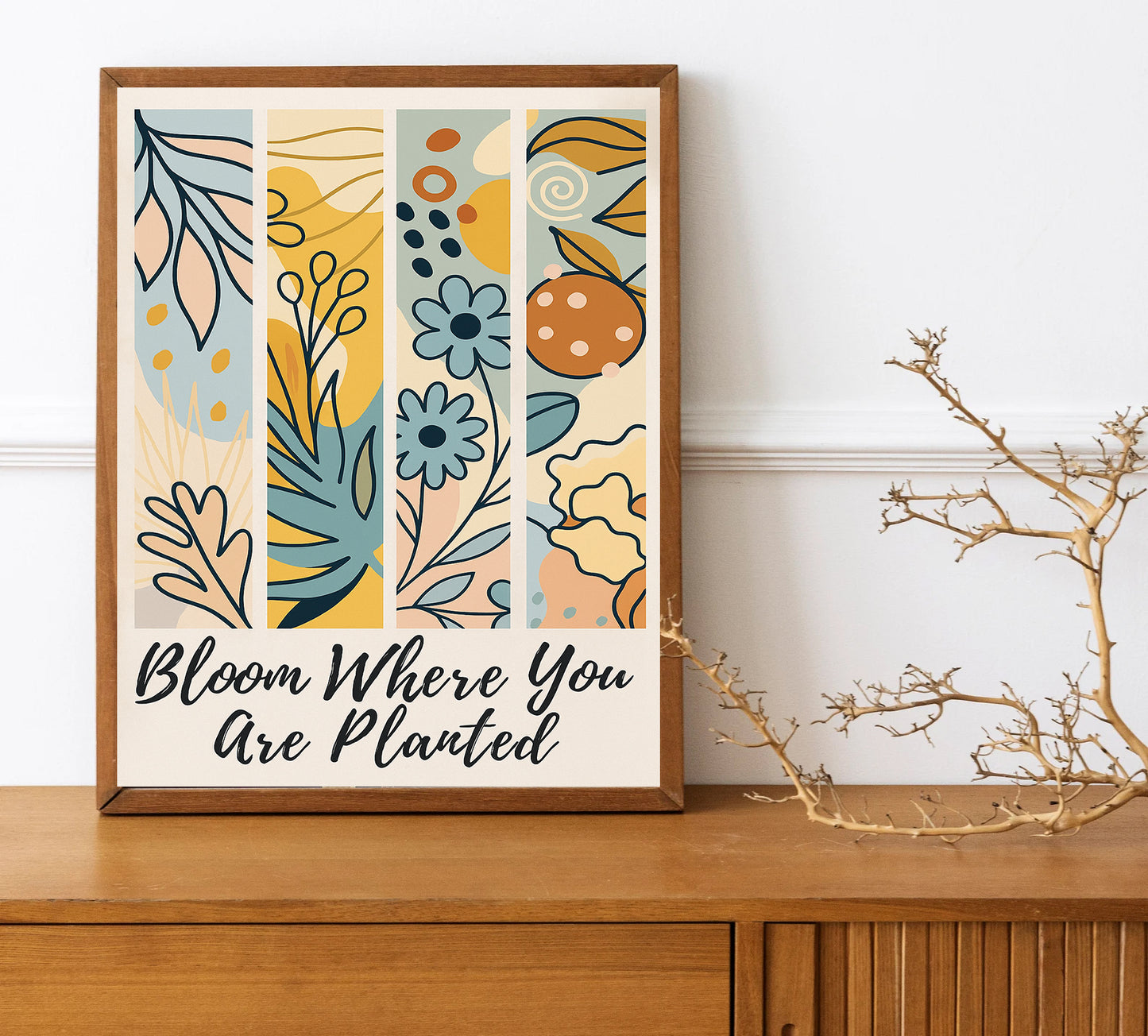 Boho Bloom Where You Are Planted Print Floral Botanical Wall Art Inspirational Quote Decor Motivational Gift for Her