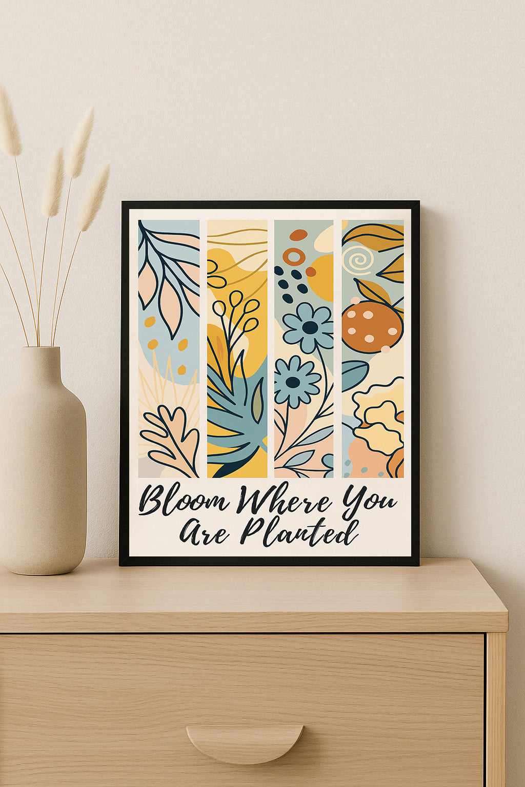 Boho Bloom Where You Are Planted Print Floral Botanical Wall Art Inspirational Quote Decor Motivational Gift for Her