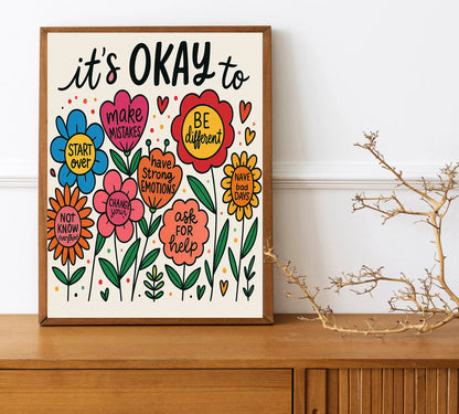 Motivational Wall Art Positive Affirmation Wall Art Mental Health Quote Print Self Love Mental Health Decor