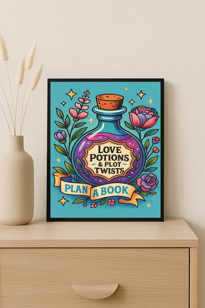 Love Potions & Plot Twists Book Lover Art Print Plan a Book Wall Decor  Writer Gift Reading Aesthetic Poster Bookish Potion Bottle Art Print