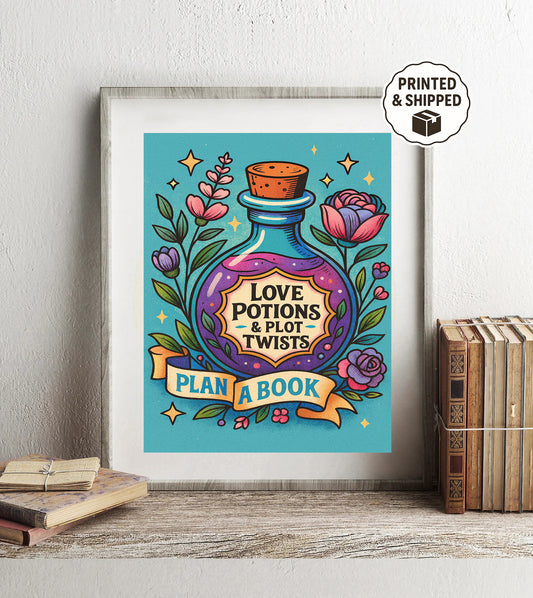Love Potions & Plot Twists Book Lover Art Print Plan a Book Wall Decor  Writer Gift Reading Aesthetic Poster Bookish Potion Bottle Art Print