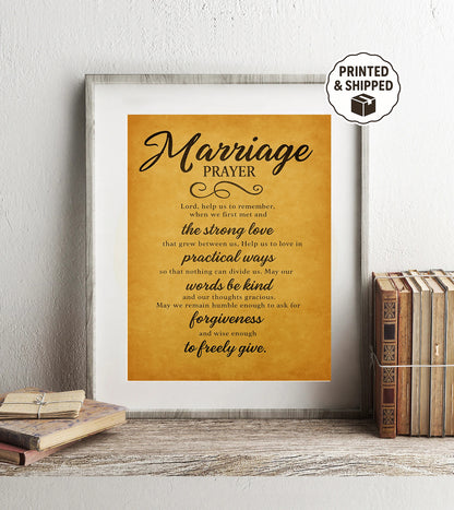 Marriage Prayer Wall Art Christian Home Decor Wedding Gift for Couple Inspirational Christian Wall Art Anniversary Gift
