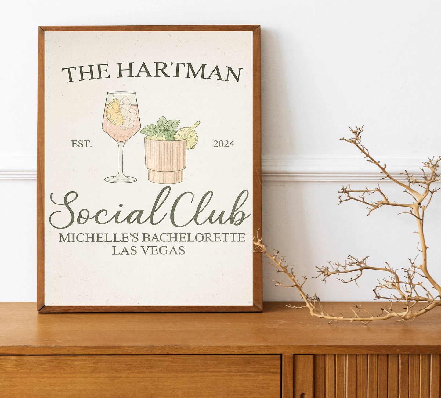 Personalized Bachelorette Party Print  Custom Social Club Print  Bridal Shower Decor  Girls Trip Wall Art