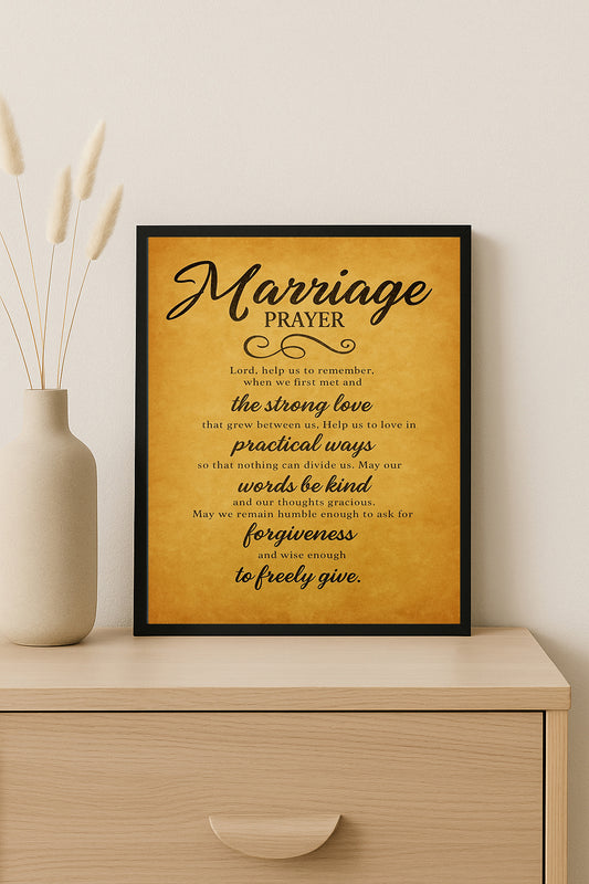 Marriage Prayer Wall Art Christian Home Decor Wedding Gift for Couple Inspirational Christian Wall Art Anniversary Gift