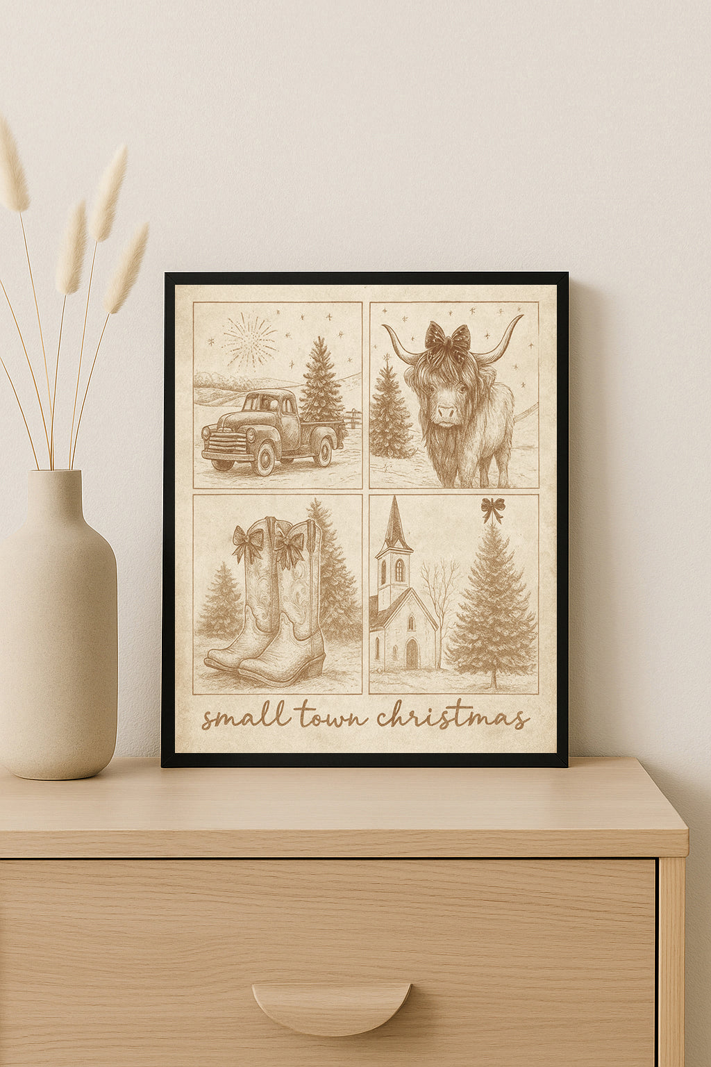 Small Town Christmas Wall Art  Rustic Country Christmas Decor  Western Holiday Print  Farmhouse Christmas Gift