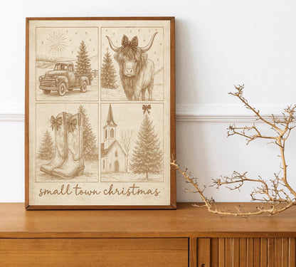Small Town Christmas Wall Art  Rustic Country Christmas Decor  Western Holiday Print  Farmhouse Christmas Gift