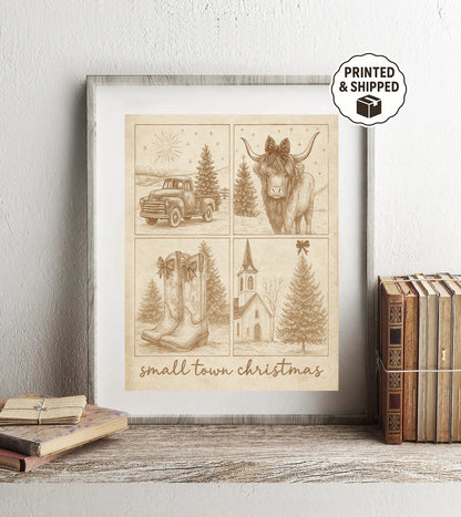 Small Town Christmas Wall Art  Rustic Country Christmas Decor  Western Holiday Print  Farmhouse Christmas Gift