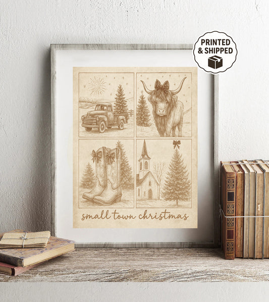 Small Town Christmas Wall Art  Rustic Country Christmas Decor  Western Holiday Print  Farmhouse Christmas Gift