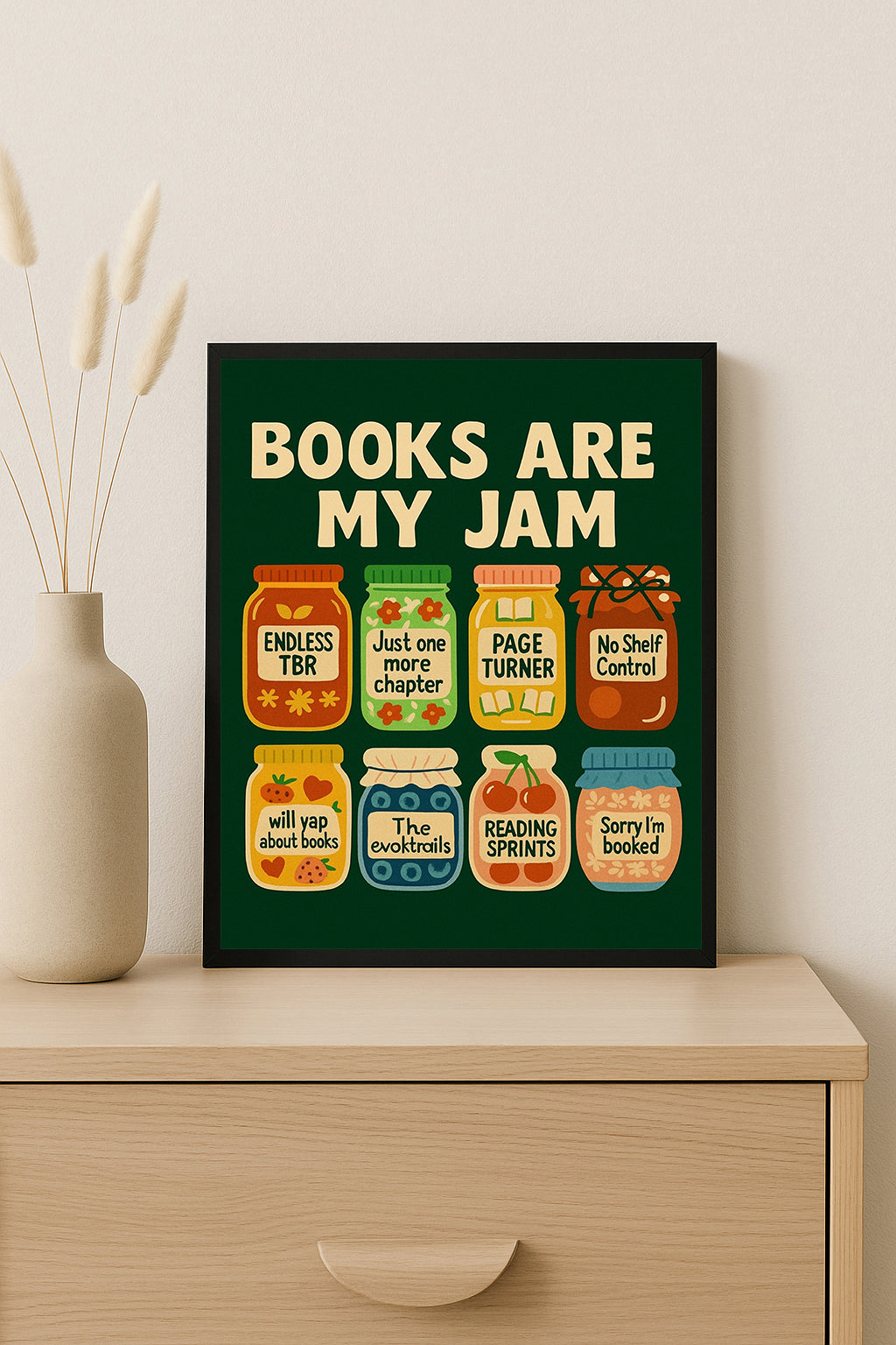 Books Are My Jam Poster Reader Wall Art Whimsical Book Lover Art Print Cute Book Decor for Reading Corner