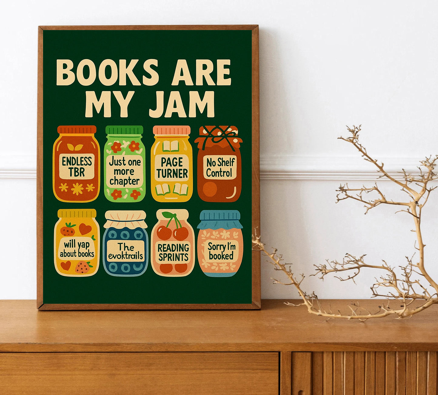Books Are My Jam Poster Reader Wall Art Whimsical Book Lover Art Print Cute Book Decor for Reading Corner