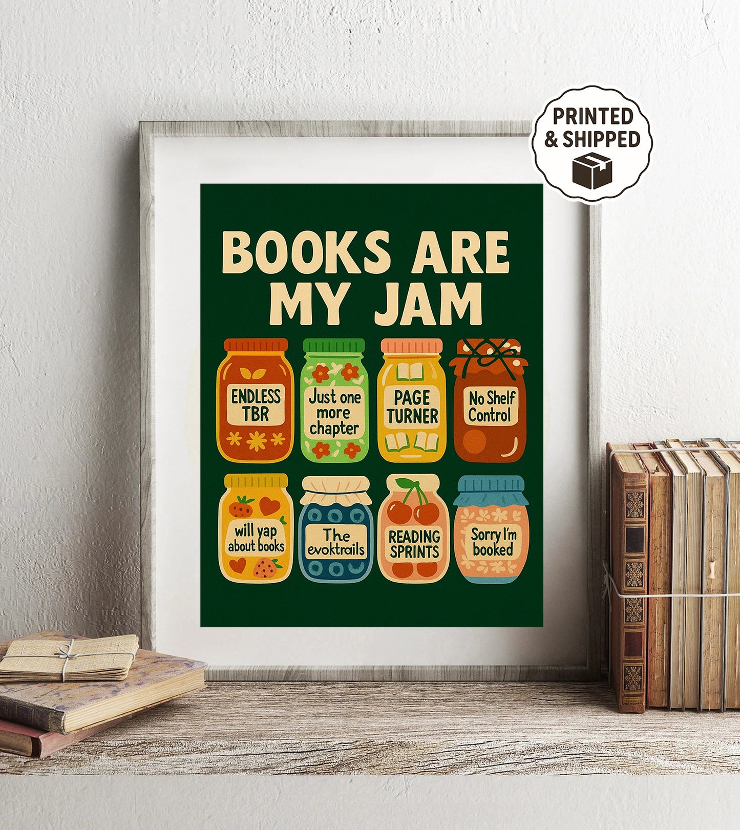 Books Are My Jam Poster Reader Wall Art Whimsical Book Lover Art Print Cute Book Decor for Reading Corner