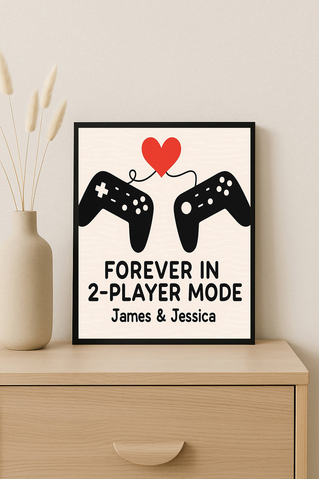 Personalized Gamer Couple Print Forever in 2 Player Mode Custom Names Gaming Wall Art  Anniversary Gift for Gamers