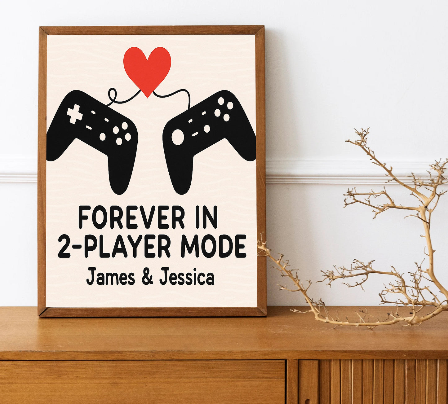 Personalized Gamer Couple Print Forever in 2 Player Mode Custom Names Gaming Wall Art  Anniversary Gift for Gamers