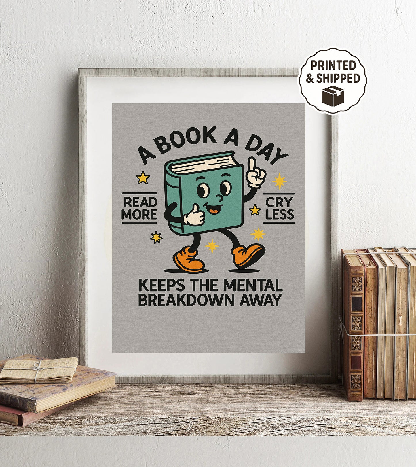 Reading Humor Wall Art Book Lover Poster A Book A Day Cry Less Read More Print Library Classroom Decor Bookworm Gift
