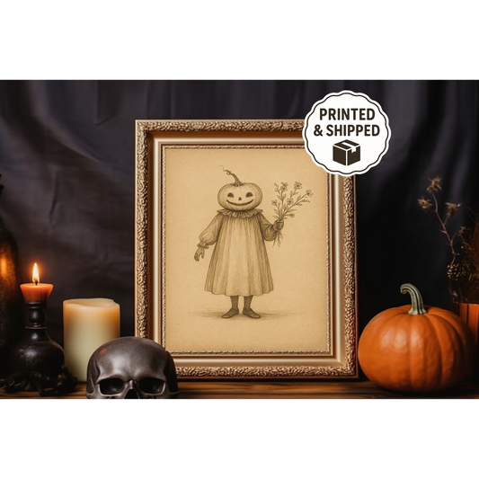 Halloween Pumpkin Line Drawing Printable Wall Art, Vintage Funny Jack o Lantern Sketch Print, Halloween Wall Decor