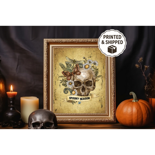 Vintage Skull Wall Art – Gothic Halloween Print, Spooky Season Decor, Spooky Season Gothic Art, Occult & Witchy Vintage Wall Decor