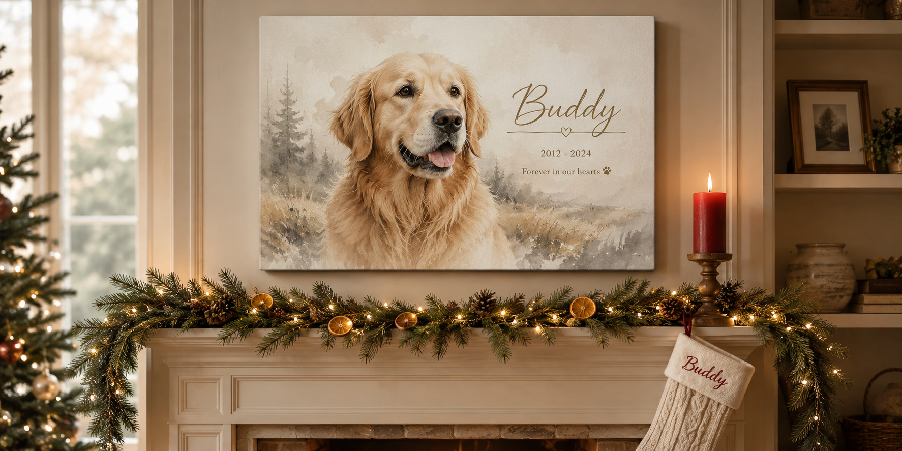 Custom Pet Memorial Christmas Christian Canvas