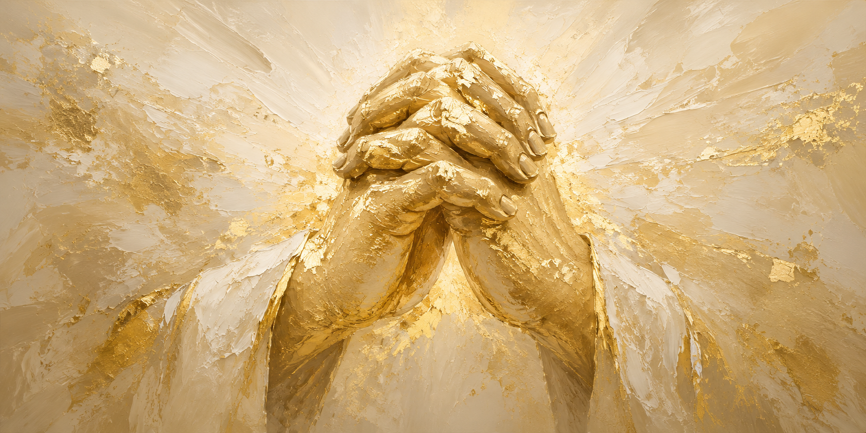 Praying Hands Gold Abstract Christian Canvas Wall Art
