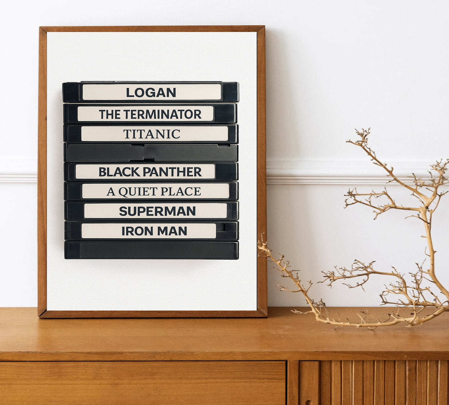 Retro Movie Tape Print Custom Movie Titles Stack Film Lover Decor Favorite Movies Print  Custom VHS Tape Artwork  Gift for Movie Buffs