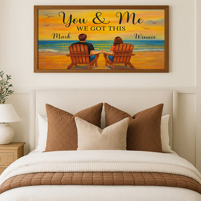 Anniversary Gift for Couple  You & Me We Got This Canvas Personalized Names Beach Scene Print Romantic Home Décor Beach Sunset Couple Canvas
