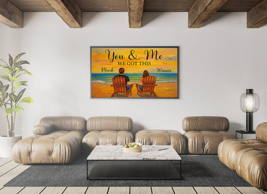 Anniversary gift for couple You and Me We Got This canvas personalized names beach sunset romantic decor