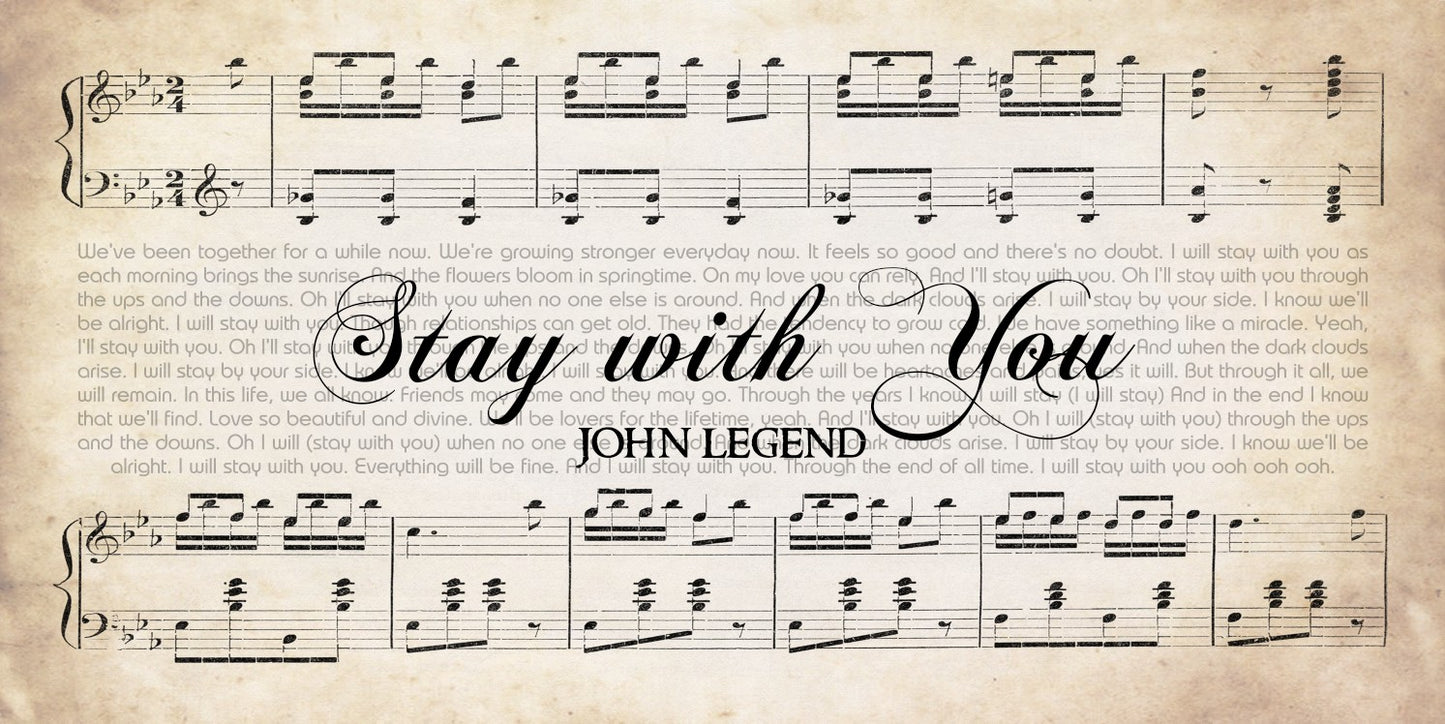 Stay with You by John Legend Song lyrics on Canvas