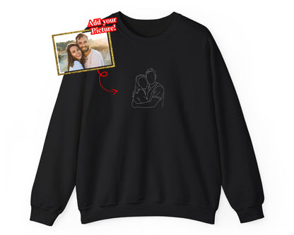 Embroidered Outline Sweatshirt - Custom Design Embroidered  Sweatshirt  - Personalize gift Sweatshirt