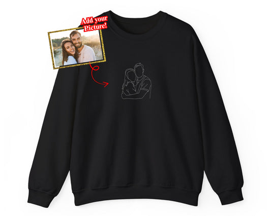 Embroidered Outline Sweatshirt - Custom Design Embroidered  Sweatshirt  - Personalize gift Sweatshirt