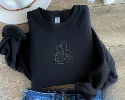 Embroidered Outline Sweatshirt - Custom Design Embroidered  Sweatshirt  - Personalize gift Sweatshirt