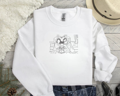Embroidered Outline Sweatshirt - Custom Design Embroidered  Sweatshirt  - Personalize gift Sweatshirt