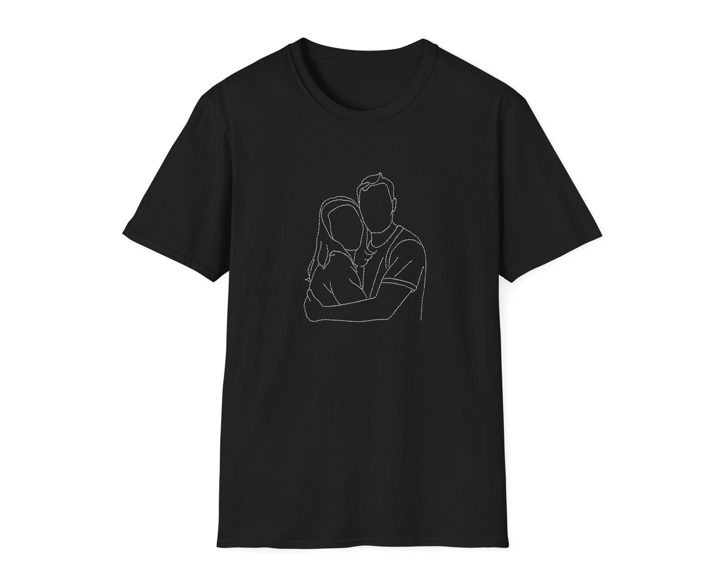 Personalized Embroidered Hoodie from Photo | Custom Outline Drawing T-shirt| Best Friend Gift | Couple T-short| Family Portrait T-shirt
